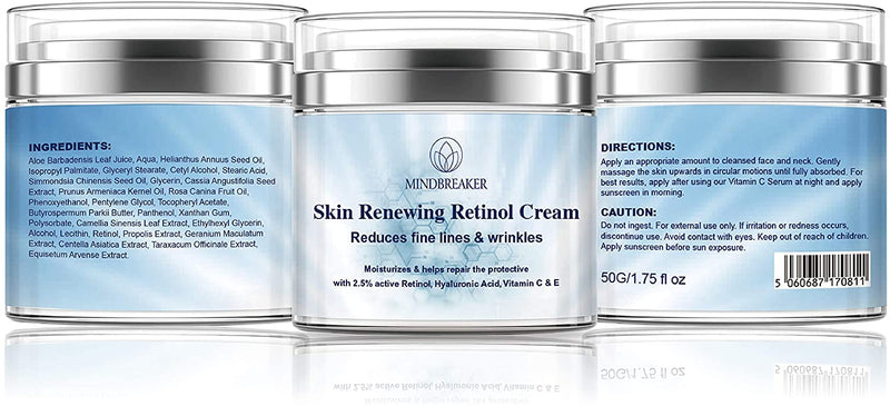 Retinol Moisturizer Cream 2.5% for Face & Eye Area with Vitamin C & E Hyaluronic Acid for Anti Aging, Wrinkles & Acne - Best Night & Day Facial Cream by Simplified Skin 1.7 oz(50 g)