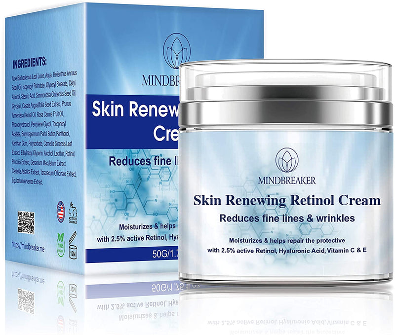 Retinol Moisturizer Cream 2.5% for Face & Eye Area with Vitamin C & E Hyaluronic Acid for Anti Aging, Wrinkles & Acne - Best Night & Day Facial Cream by Simplified Skin 1.7 oz(50 g)