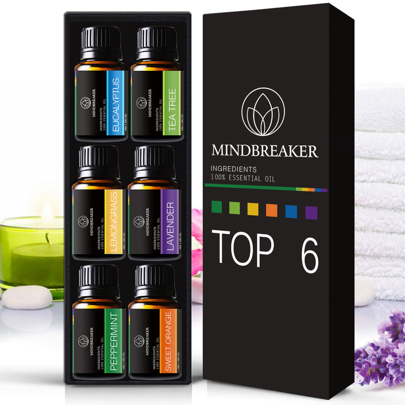 100% Organic Aromatherapy Essential Oils Set (6) – MindBreaker