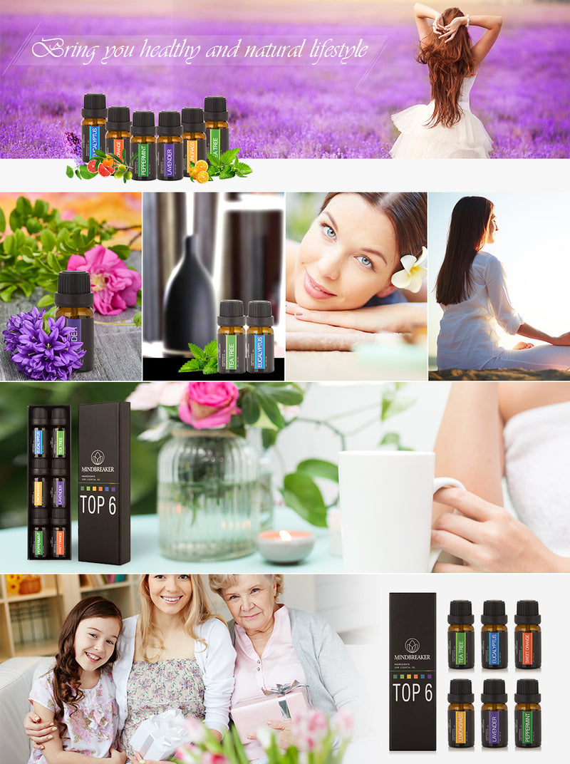 100% Organic Aromatherapy Essential Oils Set (6)
